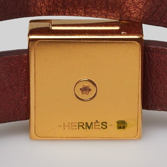 Hermes Yellow/Brown Swift Leather Medor Infini Double Tour Bracelet Size T2 - Picture 6 of 6
